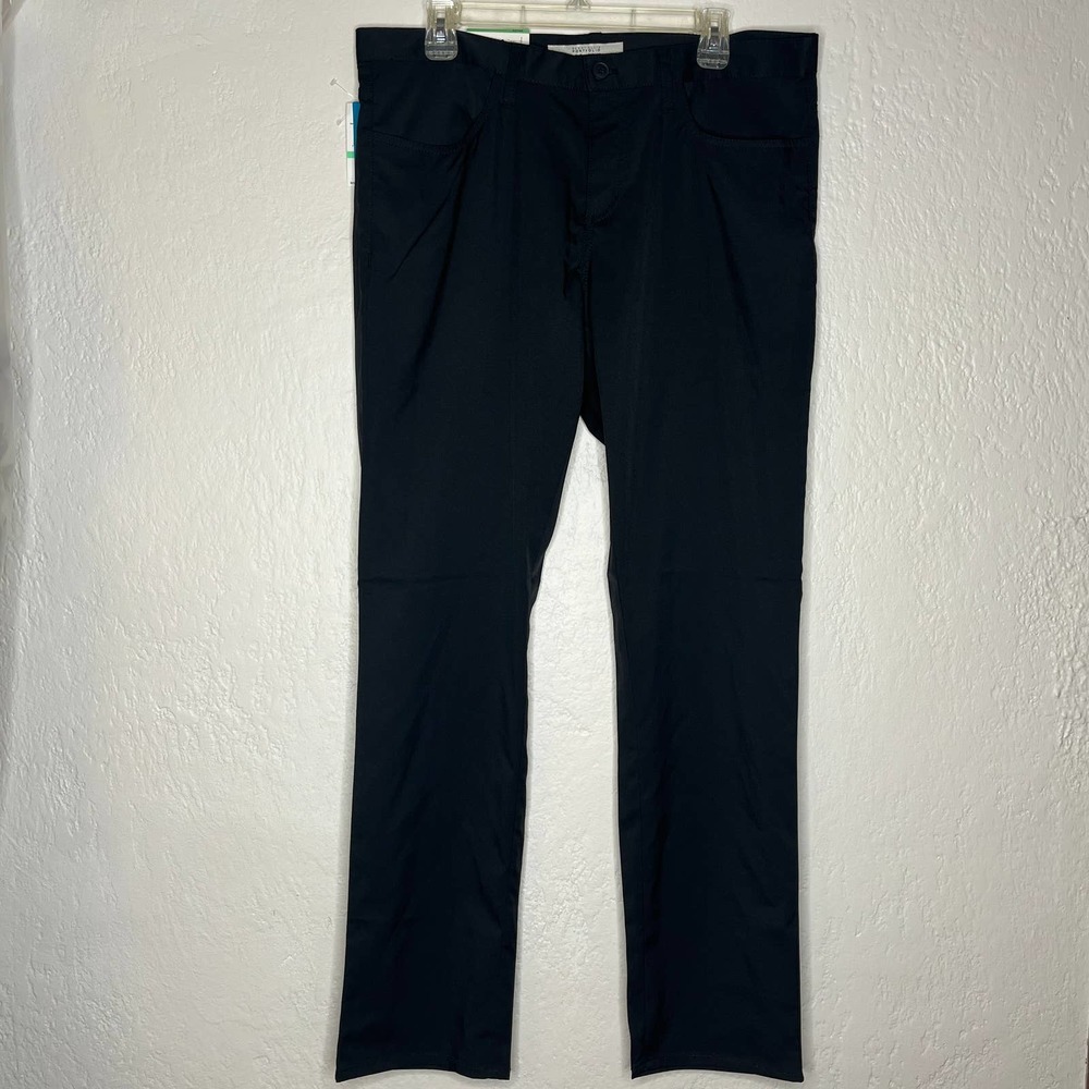 Perry Ellis Portfolio Men's Travel Luxe Slim Fit Black Pants 34 x 32